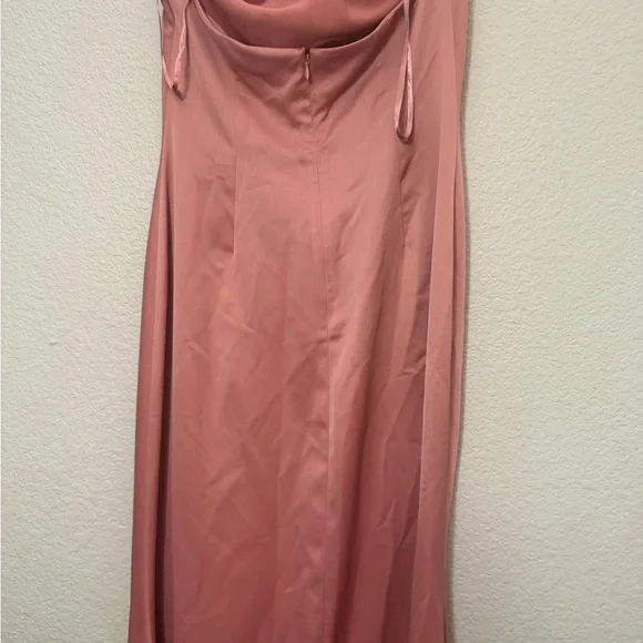 BHLDN Halter Satin Maxi Dress Size 14P Dusty Rose Bridesmaid Formal Wedding - Picture 8 of 12